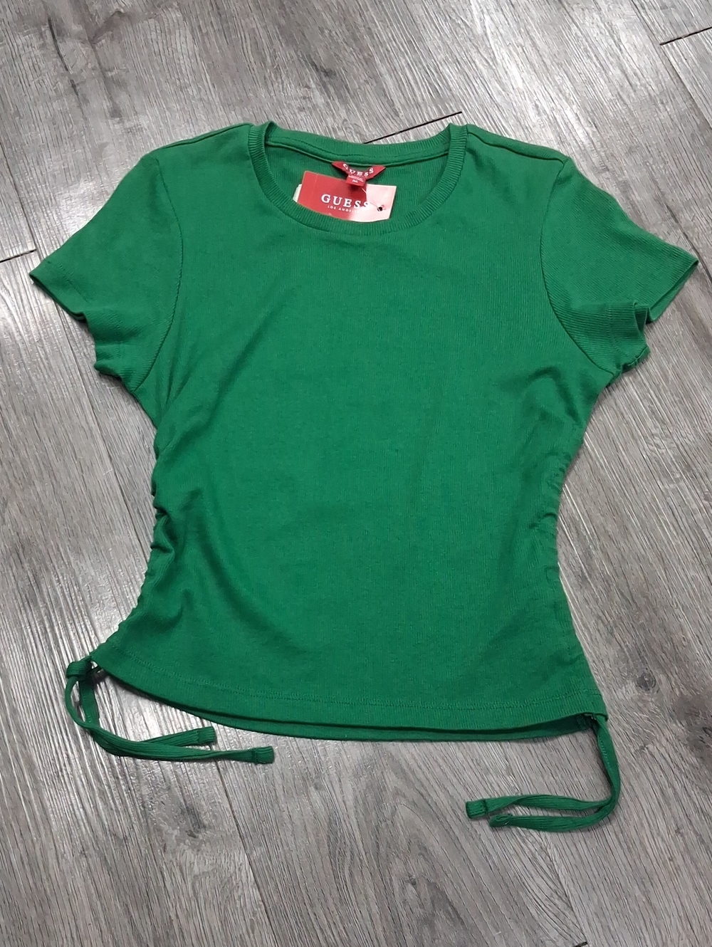 GUESS Green Short-Sleeve Cinch Side-Tie Tee